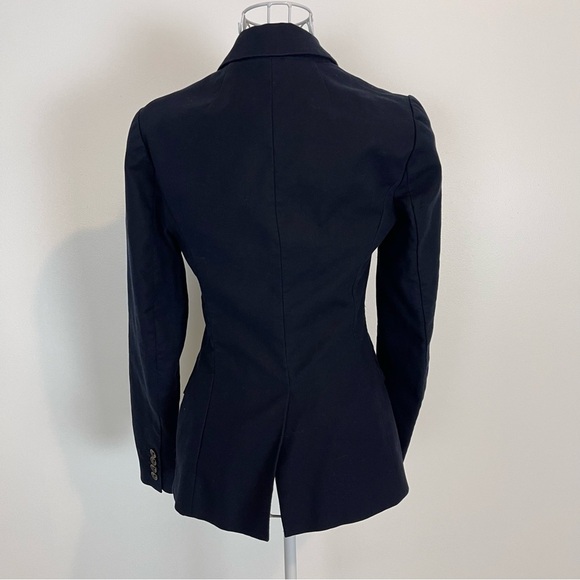 J Crew cotton blazer navy blue fitted long sleeve size 00 carrier academia - Picture 4 of 8